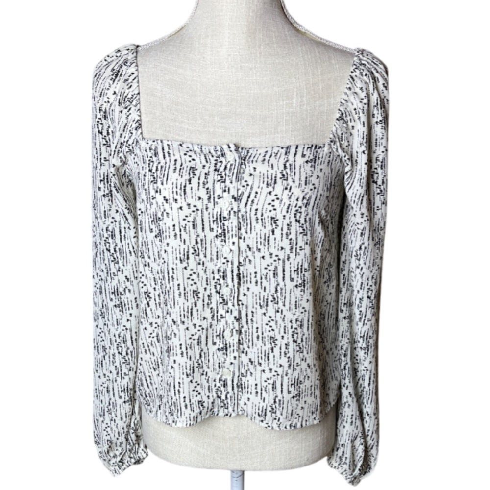 Lush Long Sleeve Square Neck Blouse- XS